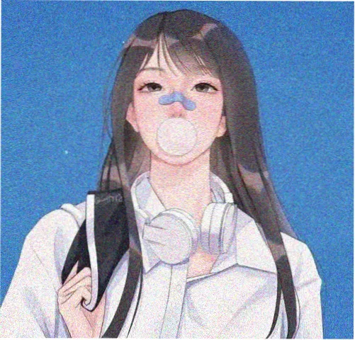 成员头像，像素风格湖蓝底色简笔侧脸